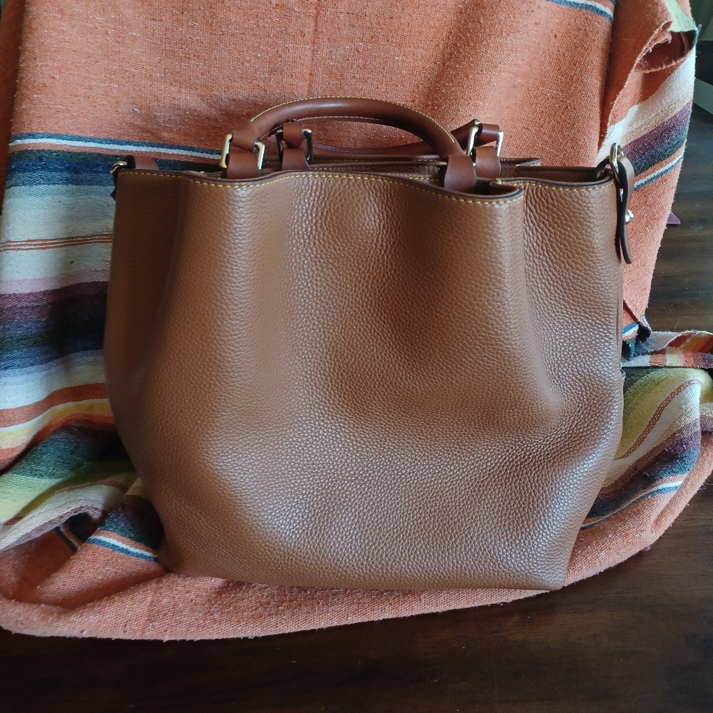 Dooney & Bourke Dawson Large Satchel, Caramel, Pebble Leather, BPEBC1046 - Picture 3 of 10